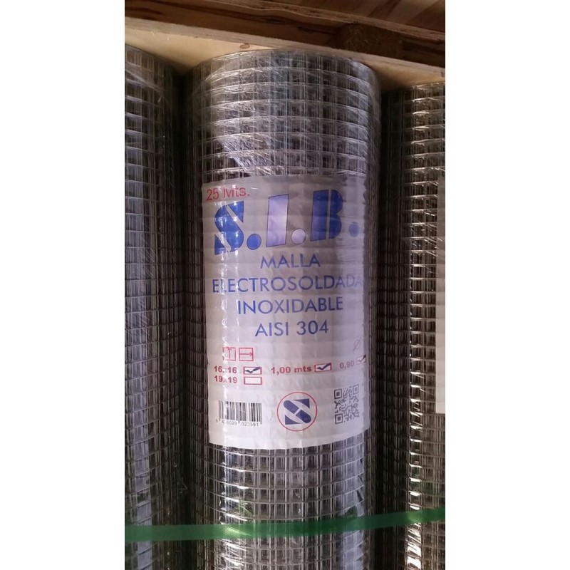 MALLA  SOLDADA  INOX  R25X1M