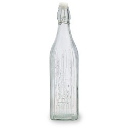 BOTELLA  VIDRIO  CUADRADA  TRANSPARENTE