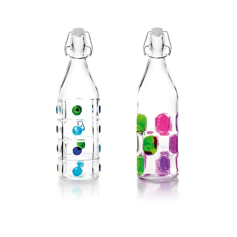 BOTELLA  VIDRIO  DECORADA