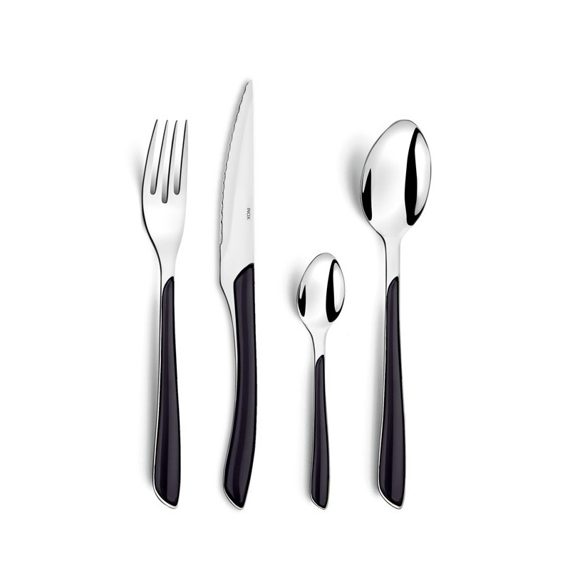 JUEGO  24  CUBIERTO  INOX+ABS  NEGRO