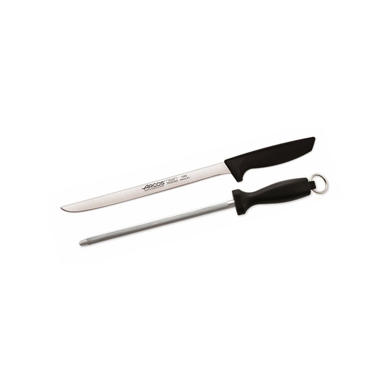 CUCHILLO  JAMONERO  +CHAIRA  ACERO  INOX  NIZA  ARCOS