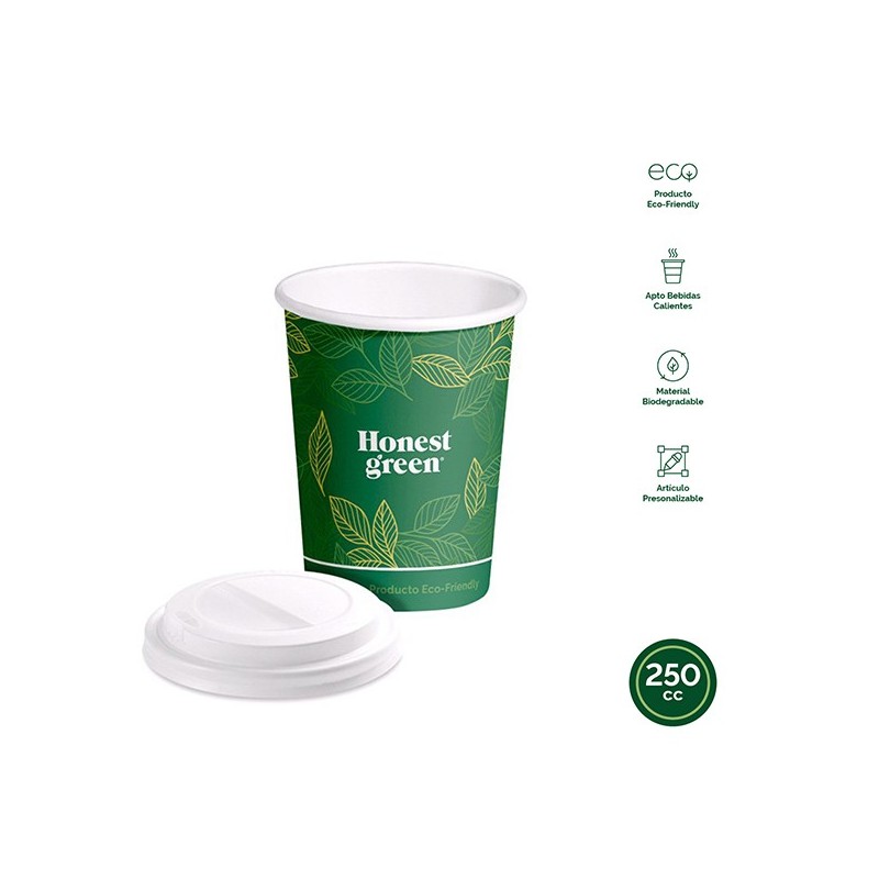 VASO  DESECHABLE  CARTON  E.GREEN  C/TAPA  B/8