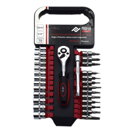 LLAVE VASO JGO 28 PZ +CARRACA