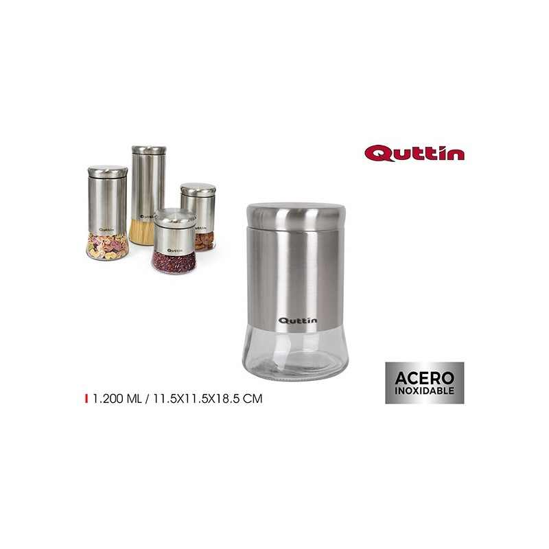 TARRO  VIDRIO/ACERO  1200ML  QUTTIN