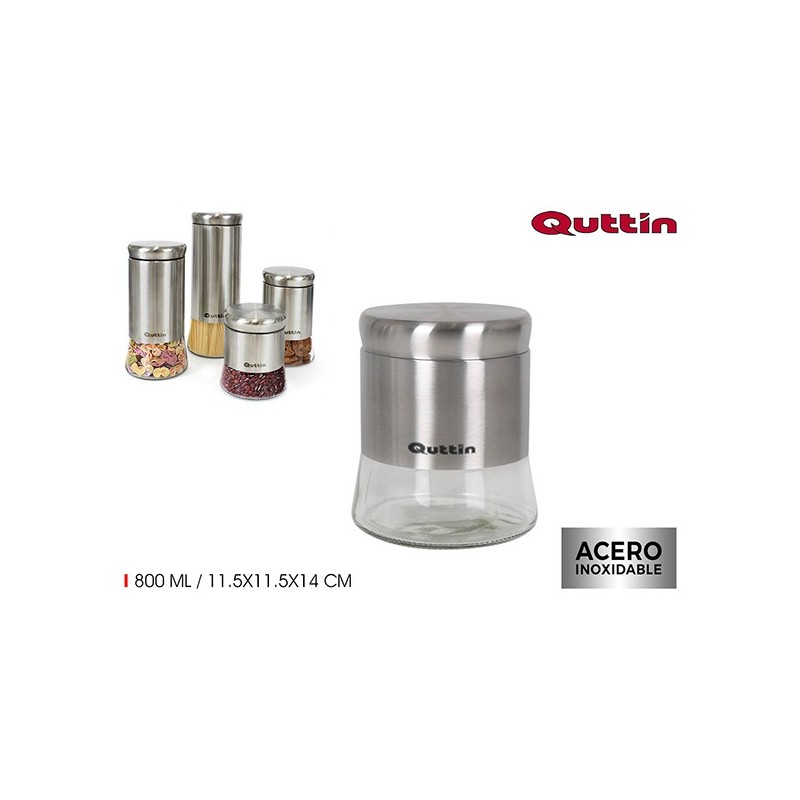 TARRO  VIDRIO/ACERO  800ML  QUTTIN
