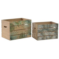 SET  2  CAJAS  MADERA  DISEÑO  TROPICAL