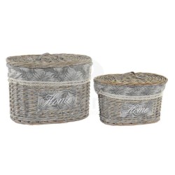 SET  2  CESTAS  MIMBRE  CON  TAPA
