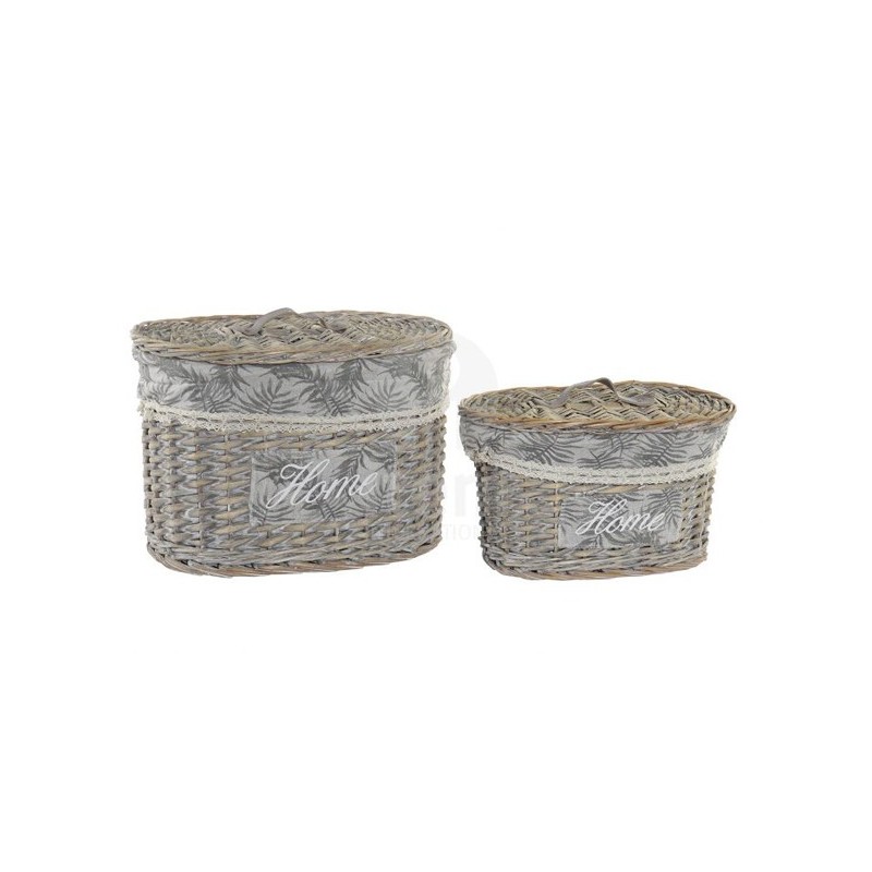 SET  2  CESTAS  MIMBRE  CON  TAPA