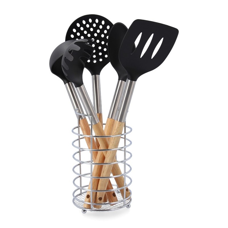 JUEGO  5  UTENSILIOS  COCINA  MADERA  BAOBAB