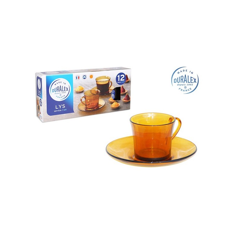 CONJUNTO  6  TAZAS  CON  PLATO  AMBAR  DURALEX