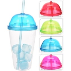 VASO  CON  6  CUBITOS  Y  PAJITA  PLÁSTICO