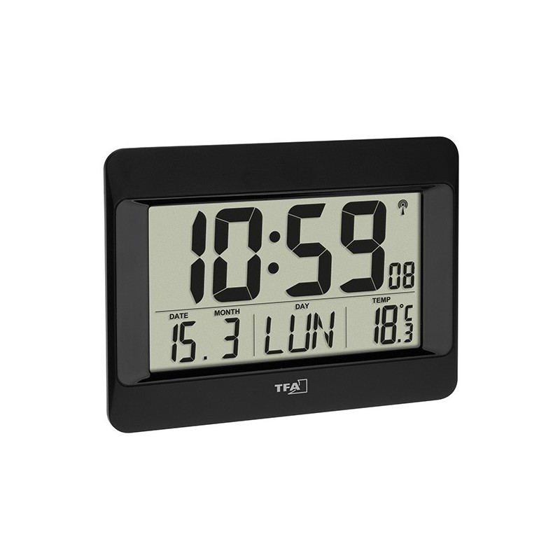 RELOJ  DIGITAL  MURAL  NEGRO  CON  TEMPERATURA