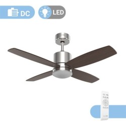 Ventilador  de  techo  base  inox  y  4  aspas  en  negro