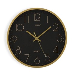 RELOJ  DE  PARED  NEGRO/DORADO