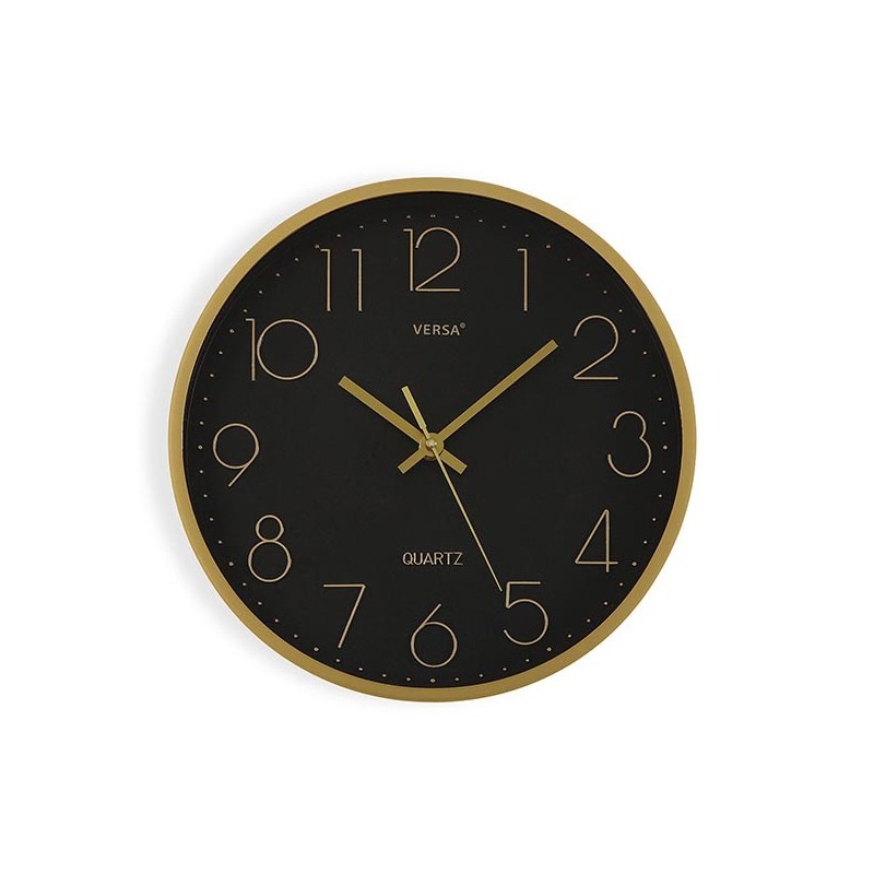 RELOJ  DE  PARED  NEGRO/DORADO