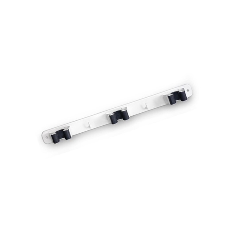 SUJETA  ESCOBAS  TRIPLE  BLANCO