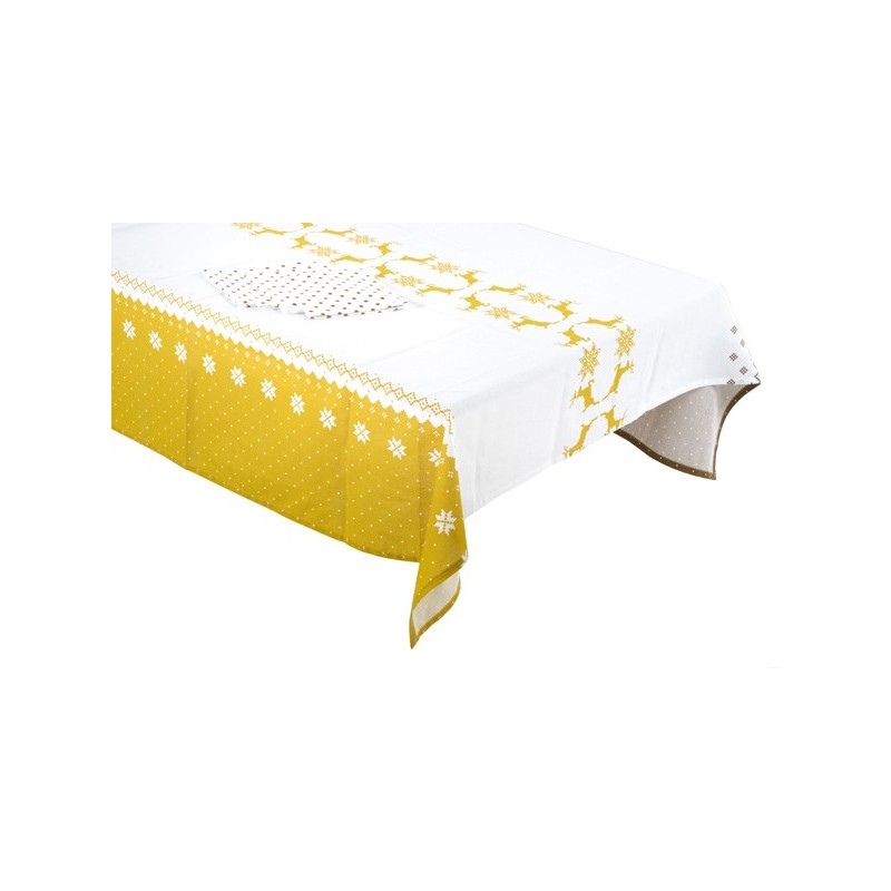 MANTEL  ALGODÓN  RENOS  DORADO
