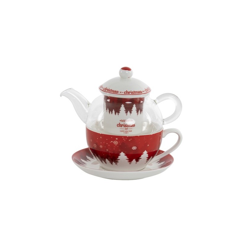 TETERA  CRISTAL  CON  TAZA  PORCELANA