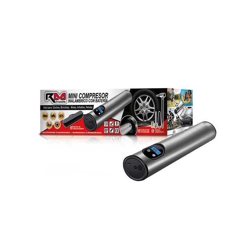 COMPRESOR  DE  AIRE  PORTATIL  INALAMBRICO  "RM  TOOLS"