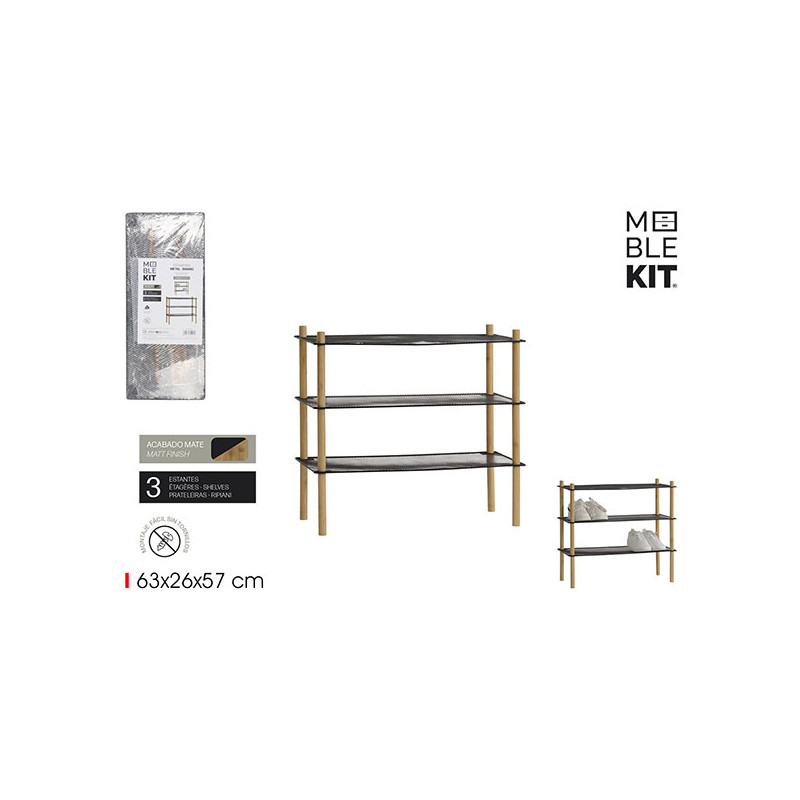 ESTANTERIA METAL BAMBU 3 BAL
