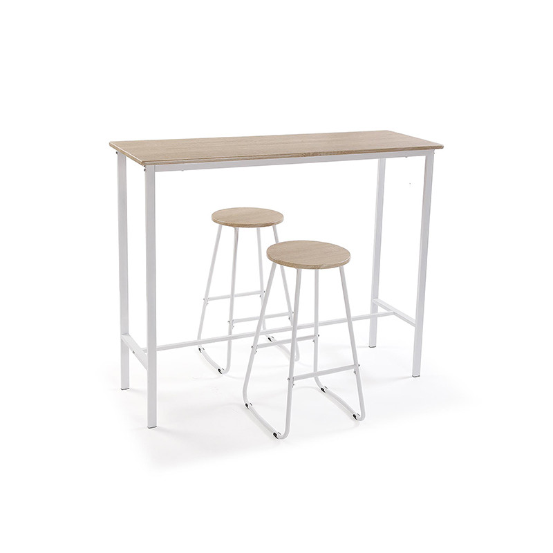 MESA COCINA + 2 TABURETES CLARO