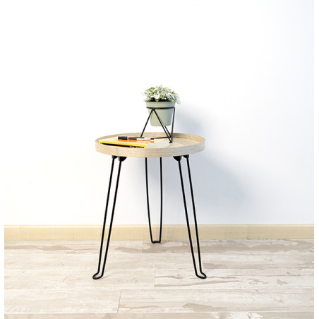 MESA AUXILIAR ACERO MADERA