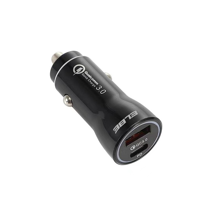 CARGADOR  DUAL  USB+TYPE  C  COCHE  PD+QC3.0  20  W