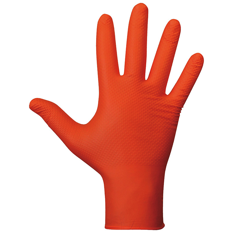 GUANTE NITRILO DESECHABLE NARANJA C/50