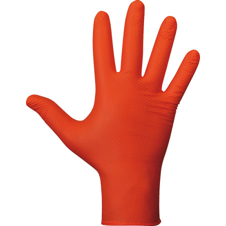 GUANTE NITRILO DESECHABLE NARANJA C/50