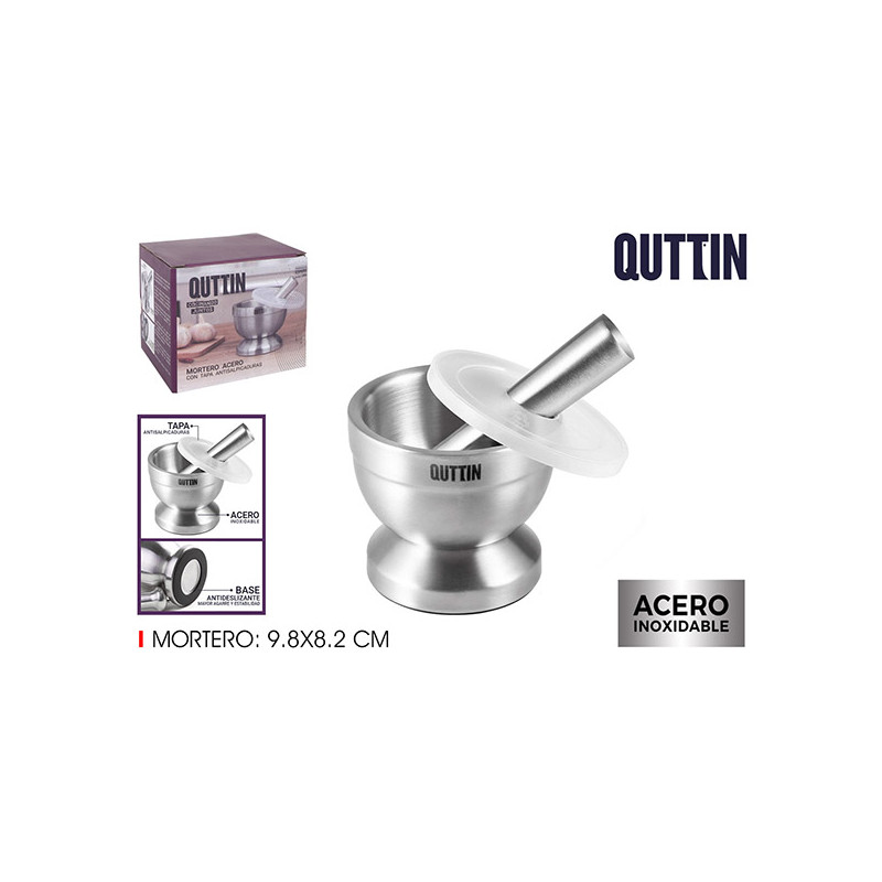 MORTERO ACERO INOX ANTIDESL. C/TAPA