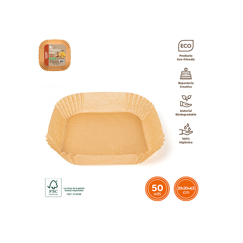 MOLDE PAPEL SILICON CUADR AIRFRYER 50U.