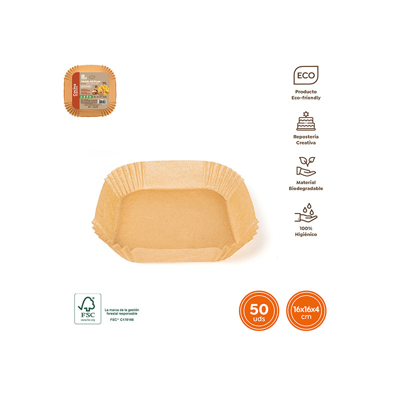 MOLDE PAPEL SILICON CUADR AIRFRYER 50U.