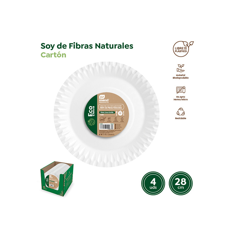 PLATO DESECHAB PIZZA CARTON BCO B/4