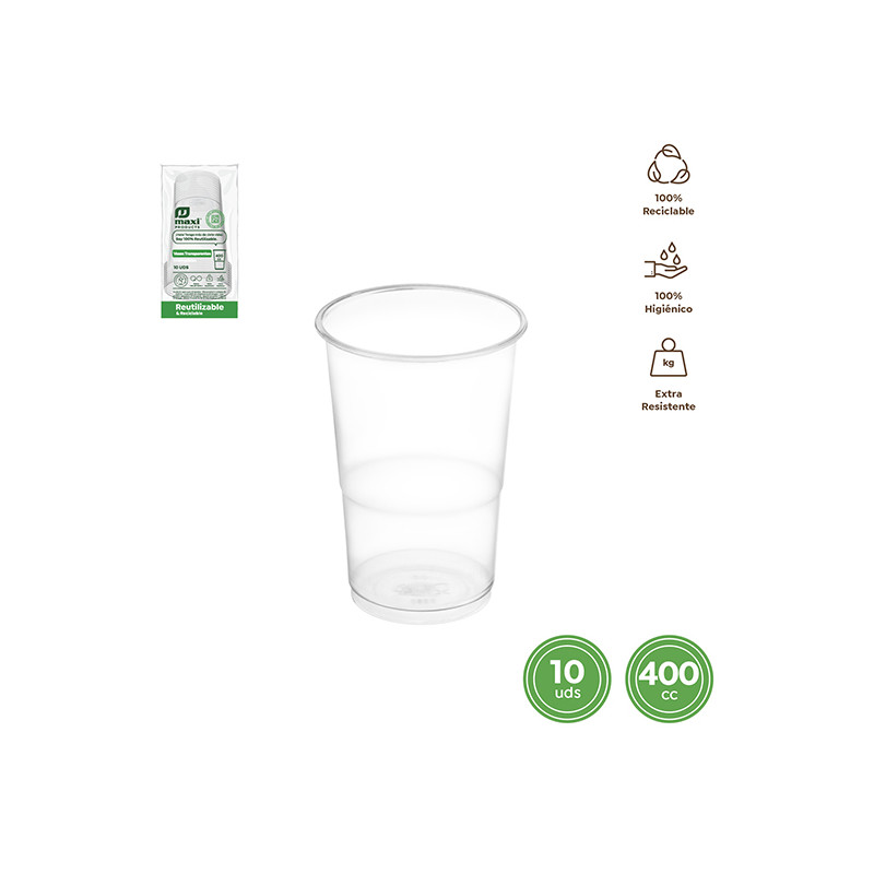 VASO PP REUTILIZ. TRANSPARENTE B/10