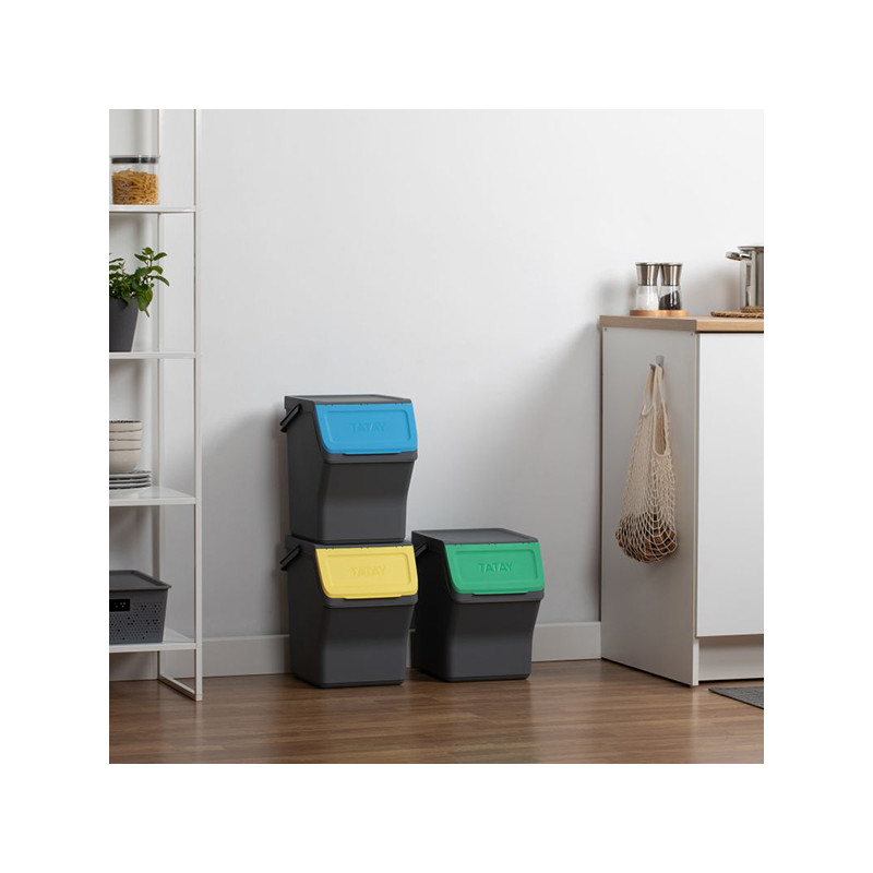 CUBO RECICLAJE SELECTIVO ANTRACITA SET-3
