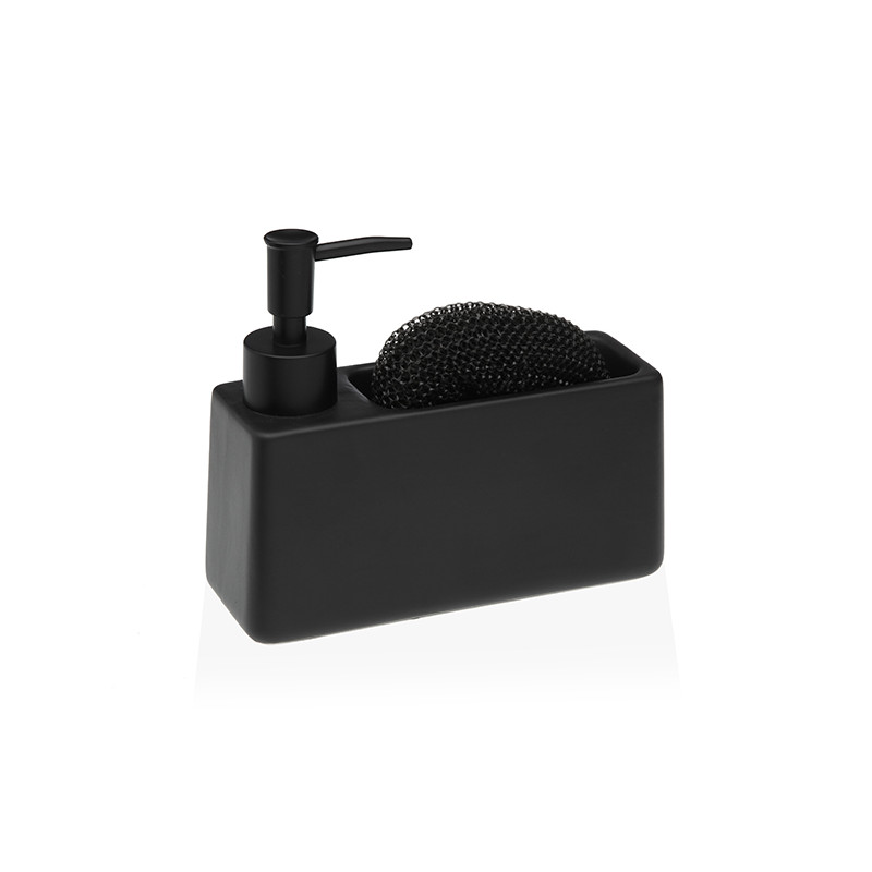 DISPENSADOR JABON +ESTROPAJERO NEGRO