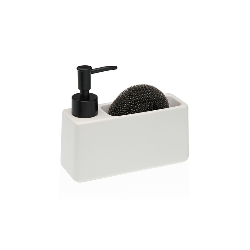 DISPENSADOR JABON +ESTROPAJERO BLANCO