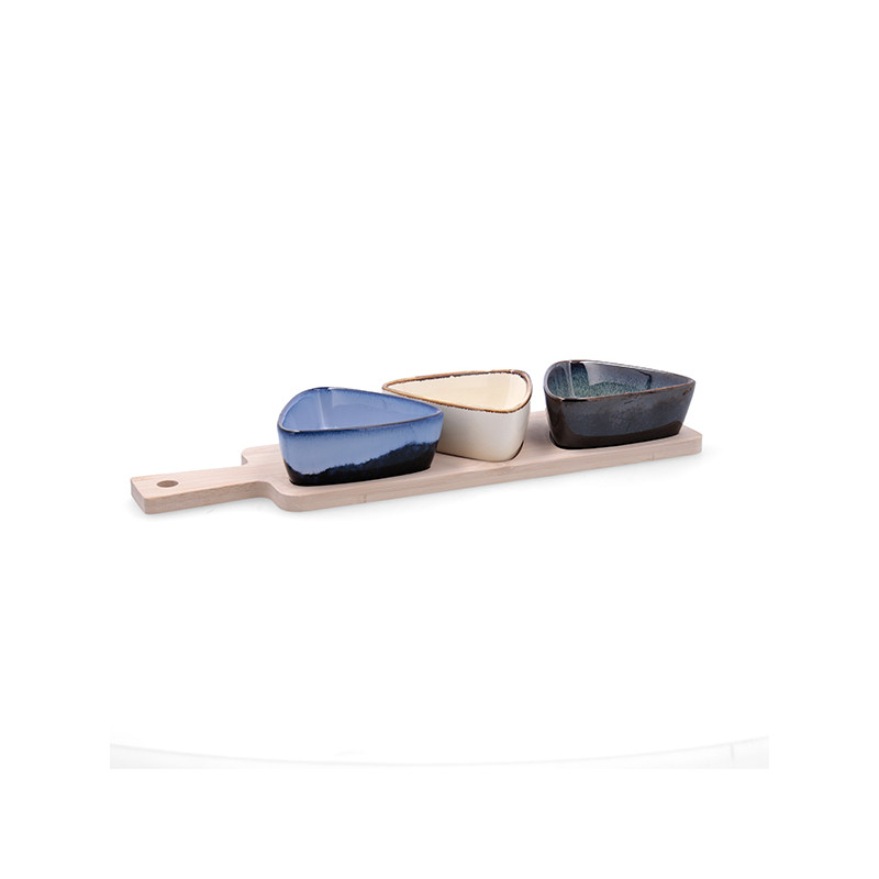 BOL TRIANGULAR APERITIVO SET-3 C/TABLA MOANA