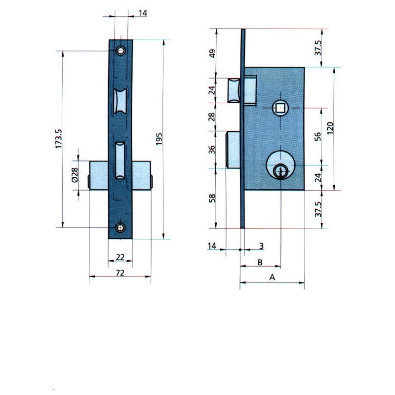 CERRADURA  EMBUTIR  HL/CL