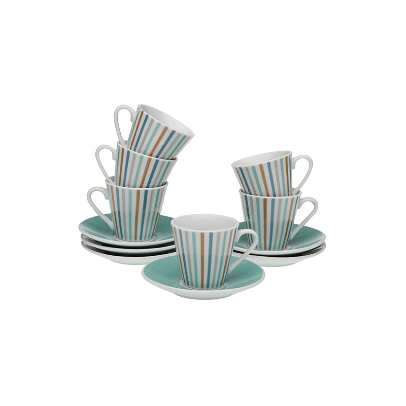TAZA CAFE PORCELANA RAYAS SET-6
