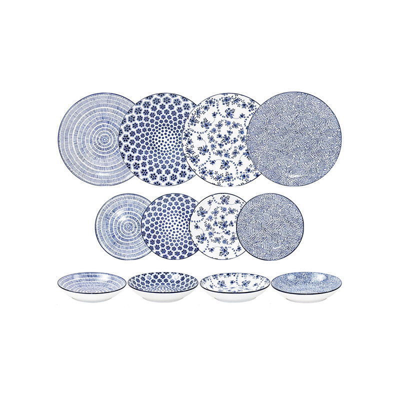 VAJILLA PORCELANA ARMONIA AZUL