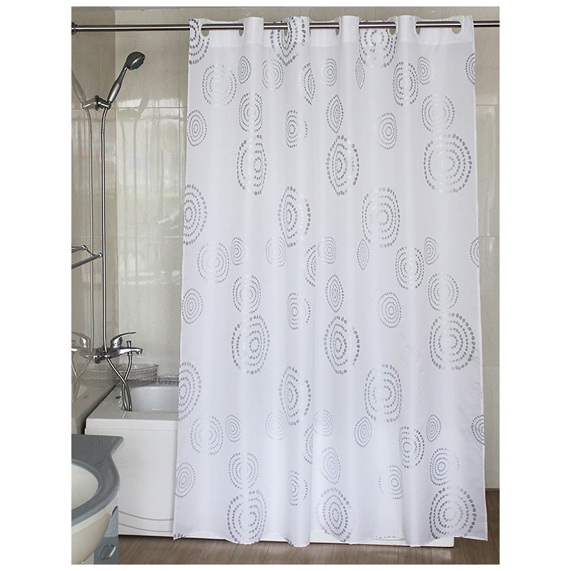CORTINA BAÑO TEXTIL ANILLA FACIL PLATA