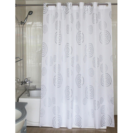 CORTINA BAÑO TEXTIL ANILLA FACIL PLATA