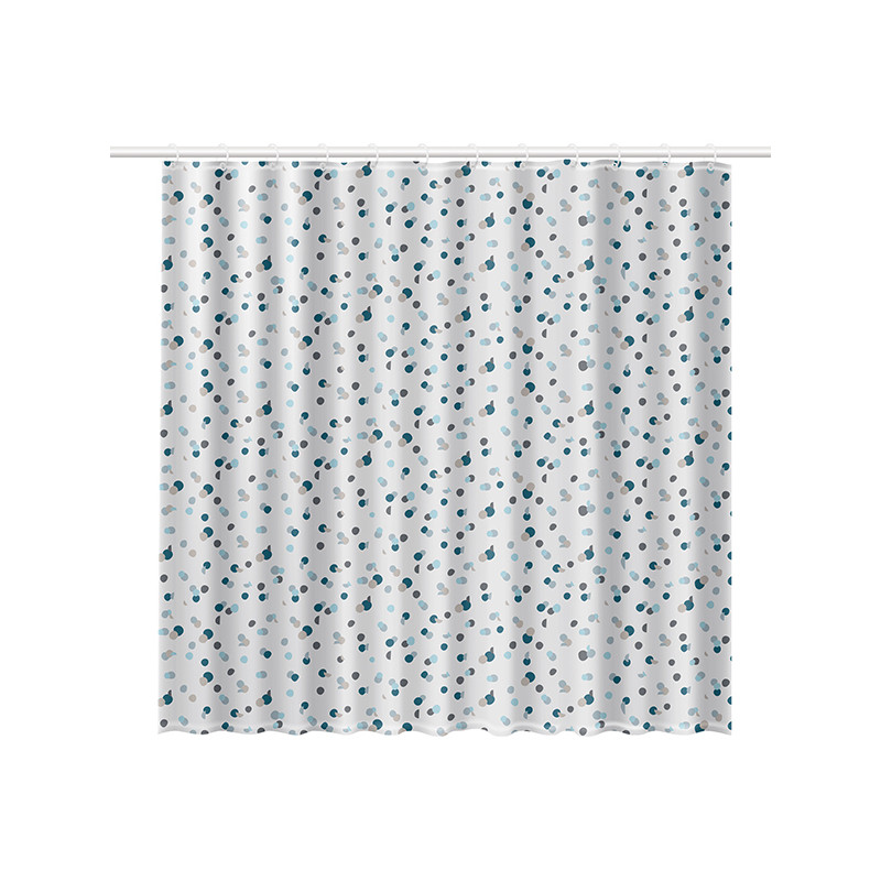CORTINA BAÑO POLYESTER BLANCA PUNTOS