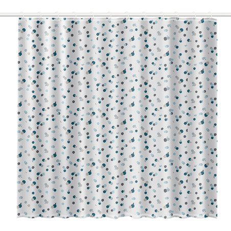 CORTINA BAÑO POLYESTER BLANCA PUNTOS