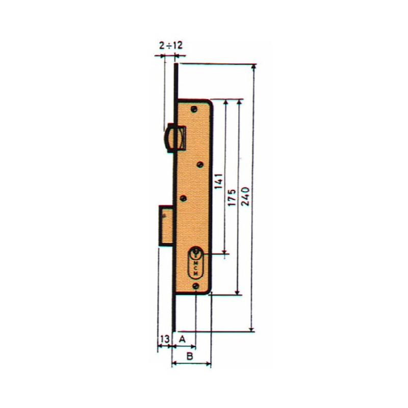 CERRADURA  EMBUTIR  P/MET  RESBAL