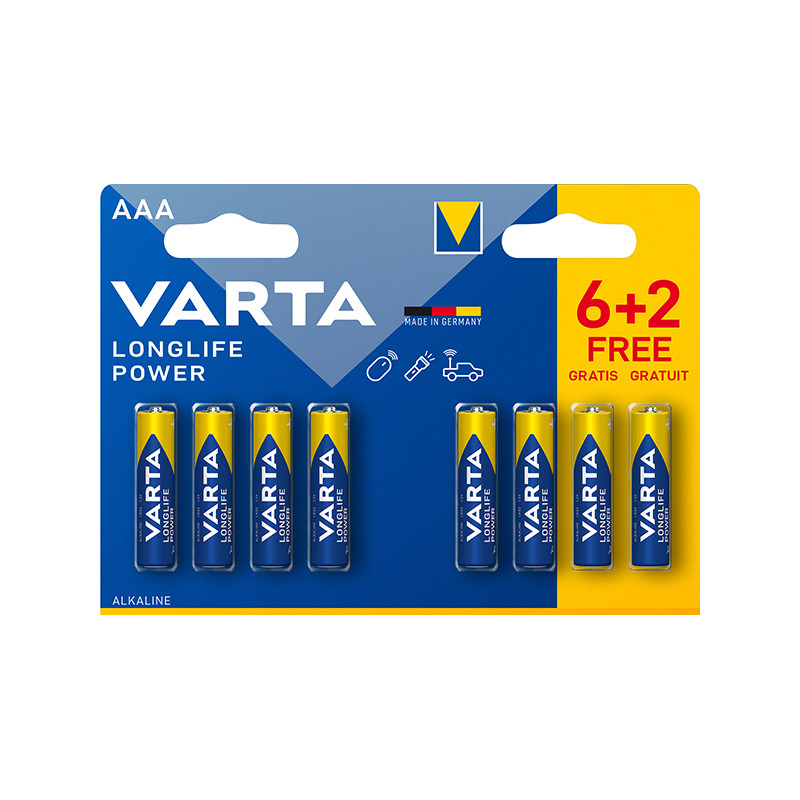 PILA ALCALINA LR03 AAA BL 6+2 LONGLIFE POWER