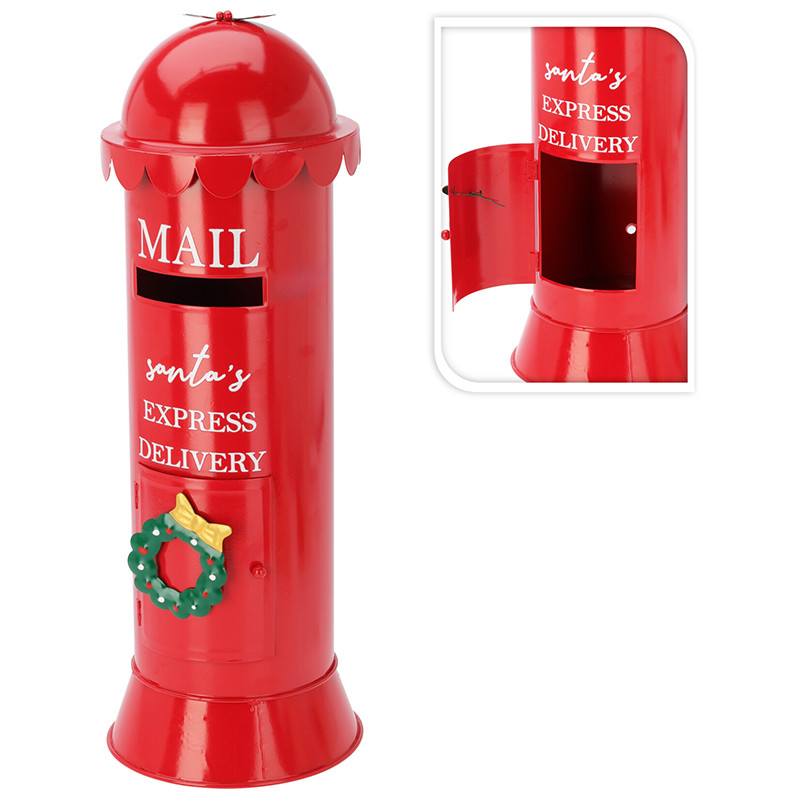 BUZON REDONDO DECORATIVO NAVIDAD METAL ROJO