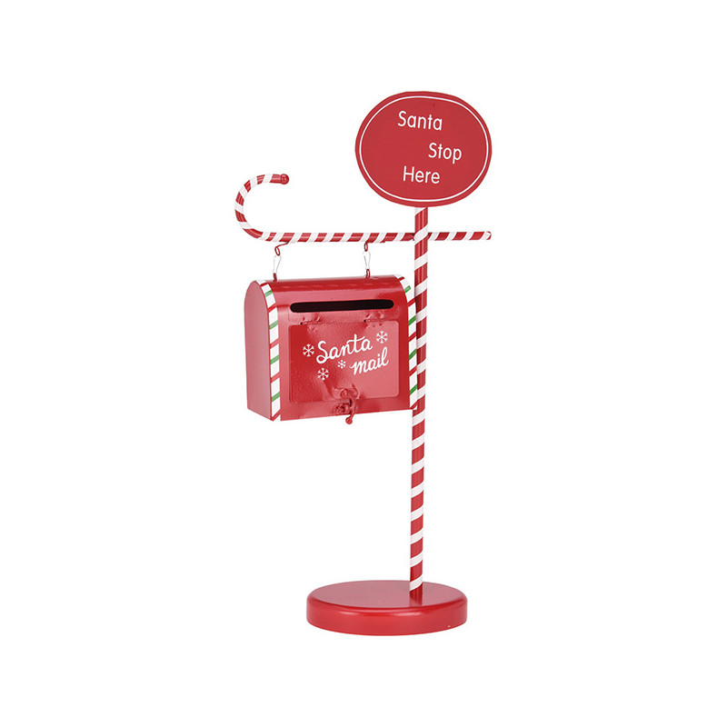 BUZON DECORATIVO NAVIDAD METAL ROJO
