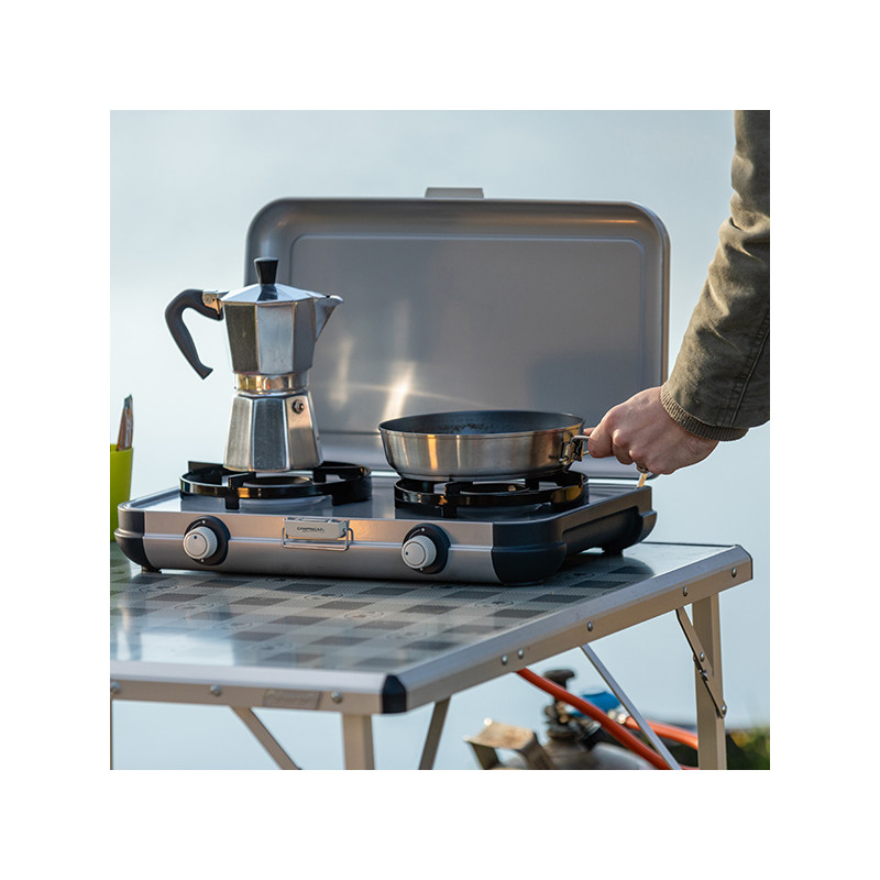 COCINA GAS 2 FUEGOS C/TAPA CAMPING KITCHEN 2